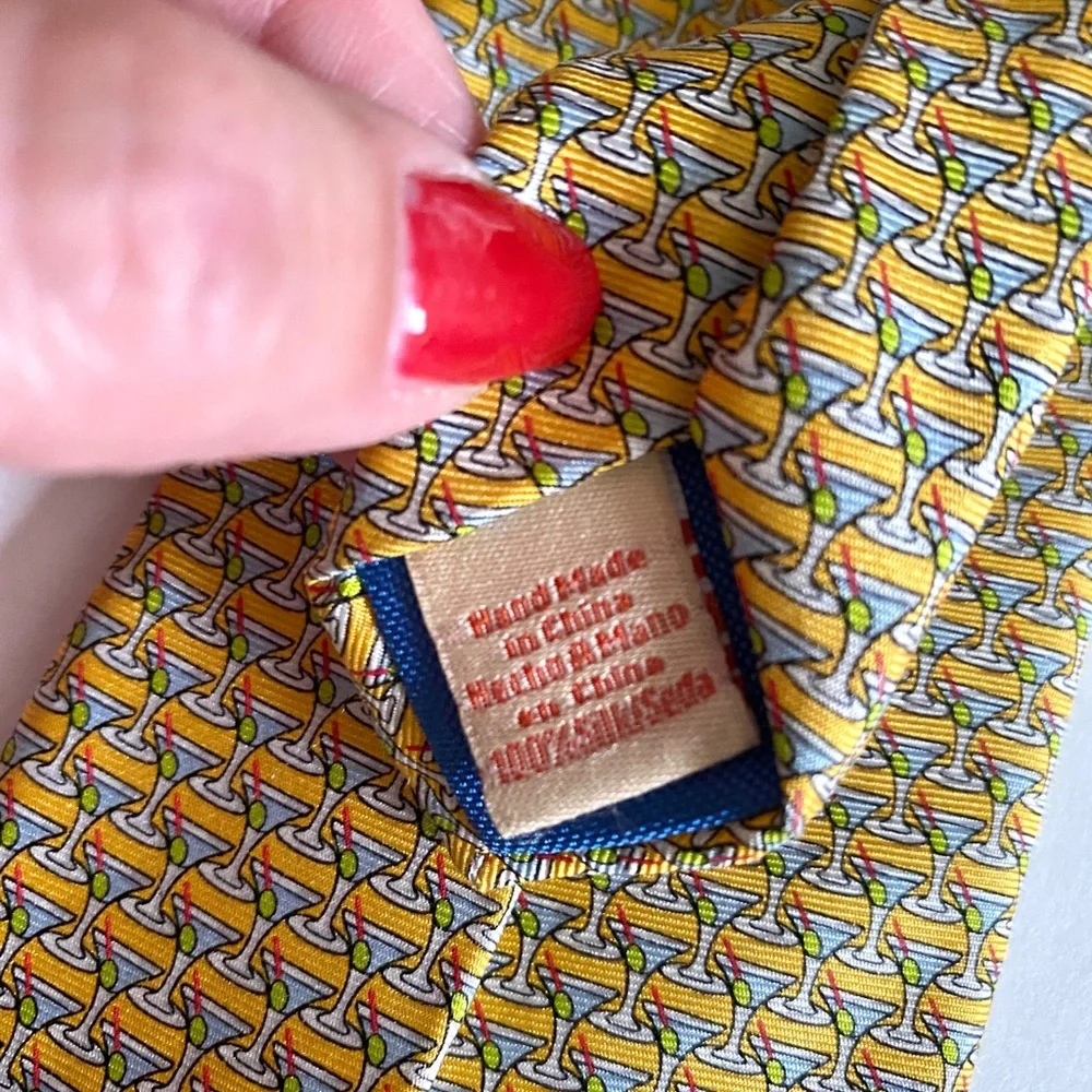Tommy Bahama Silk Neck‎ Tie Martini Cocktail Yellow